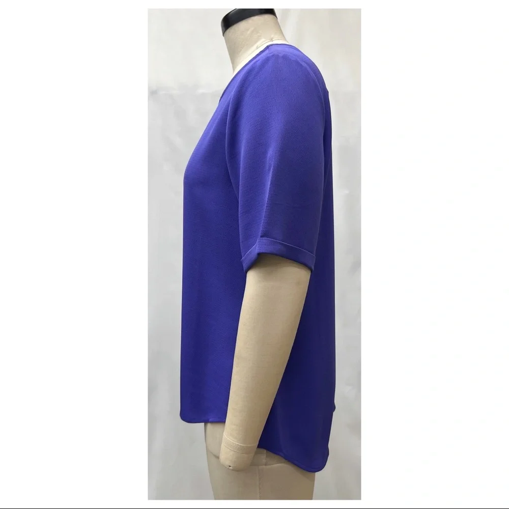 Chico's Purple Pullover High Low 3/4 Sleeve Blouse - Picture 3 of 14